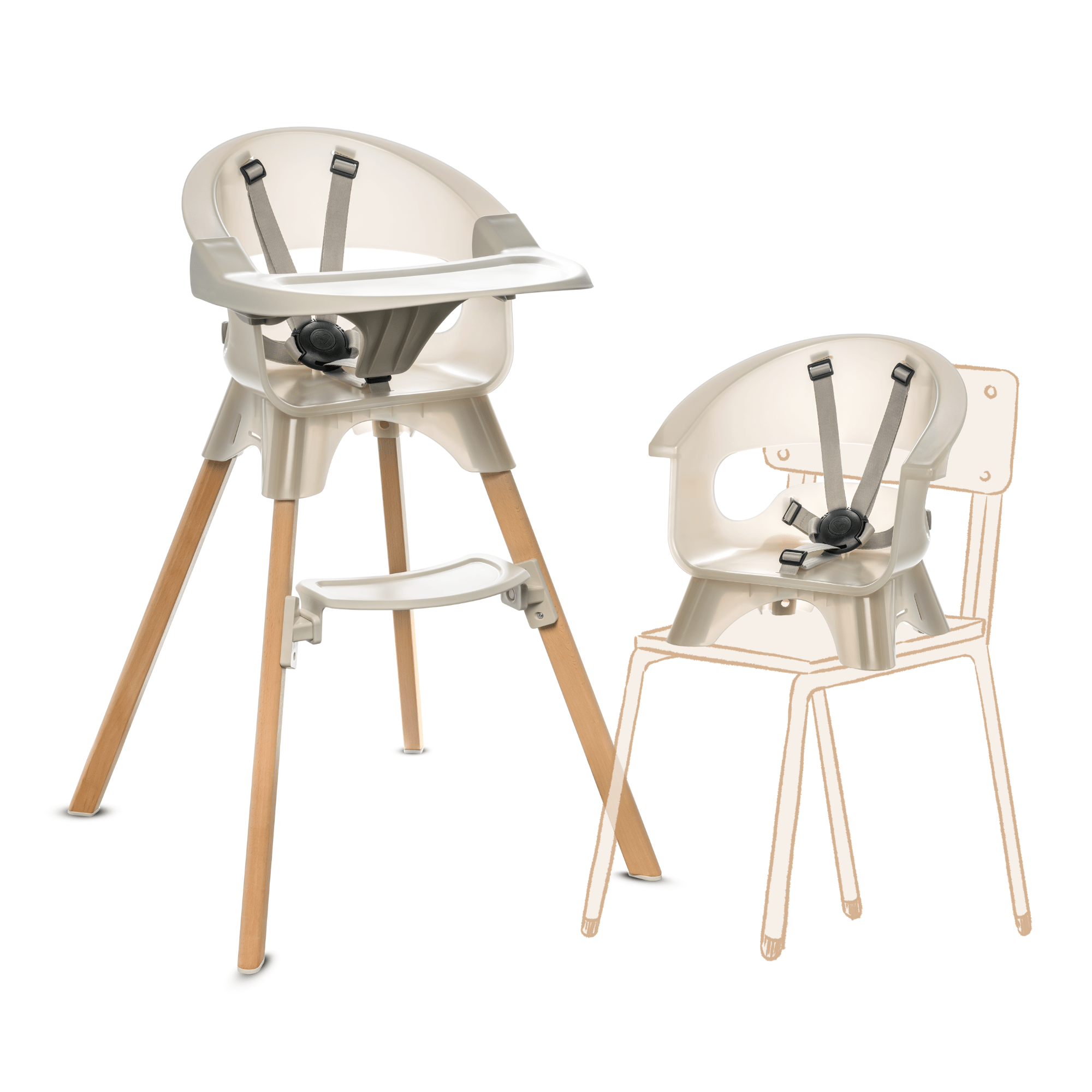 Terra 2 - in - 1 High Chair & Booster Combo - Paperclip